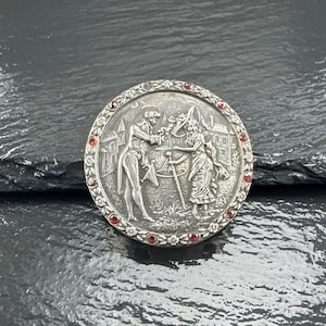 Vintage Art Nouveau Garnet Lady and Gentleman Sterling Silver Pendant