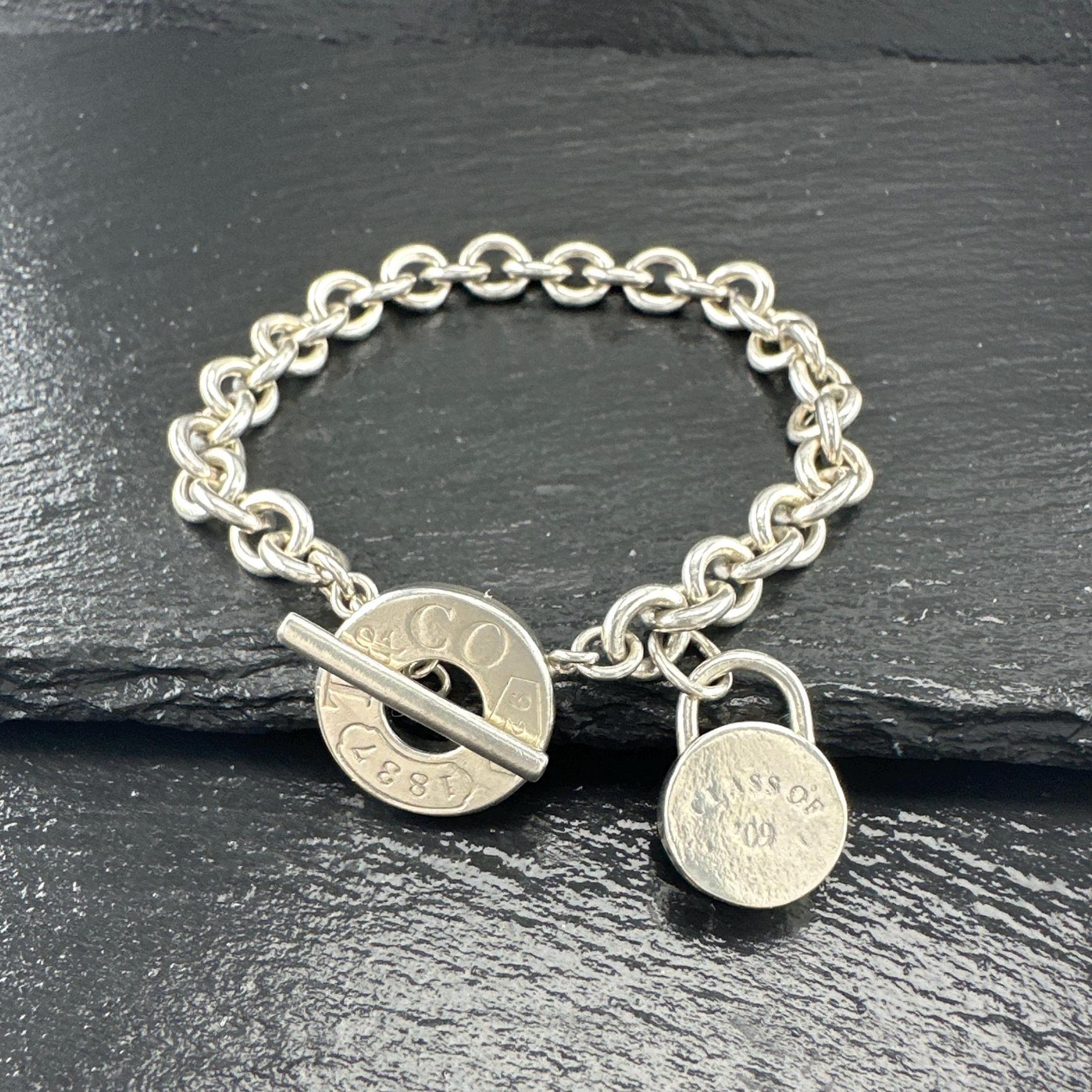 Tiffany Sterling Silver Link Bracelet Padlock, Toggle Clasp