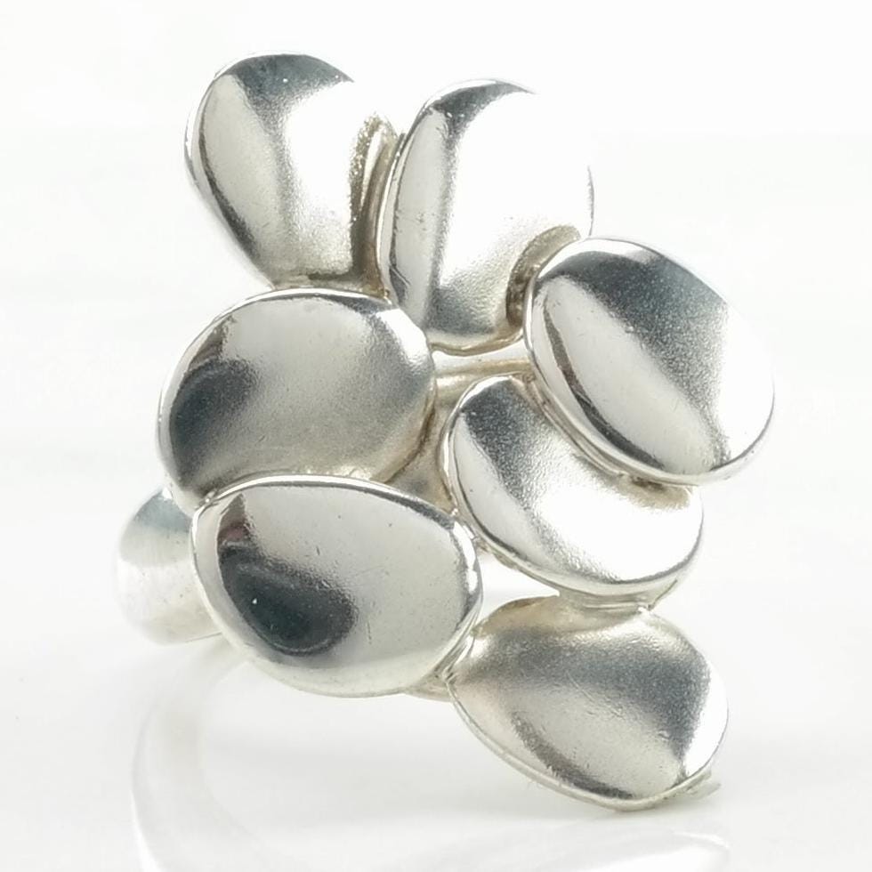 RLM STUDIO 925 Silver Vintage Hematite 'Om' Symbol Band Ring Sz 7 RG20002