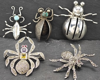 Choice of Sterling Silver Insect Brooches