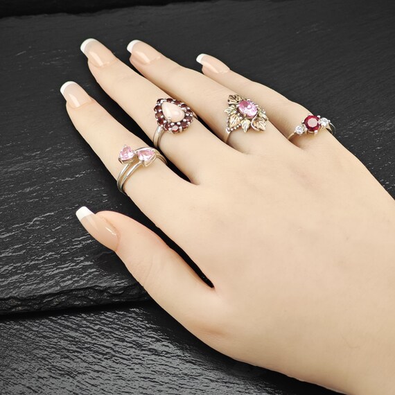 Sterling Silver Ring: Lab Ruby Center Stone - Siz… - image 2