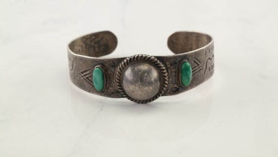 Fred Harvey Era Sterling Silver Cuff Bracelet Gre… - image 1