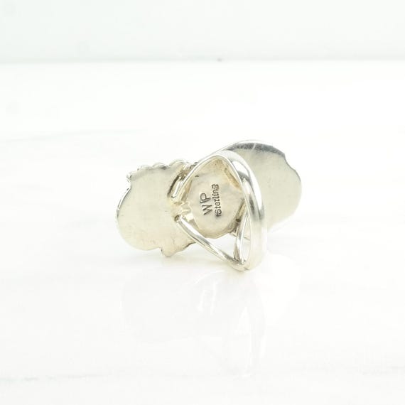 Native American Silver Ring Turquoise Leaf Sterli… - image 4