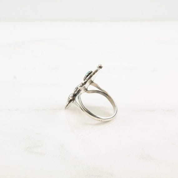 Native American Turquoise Ring - Silver Leaf Desi… - image 8