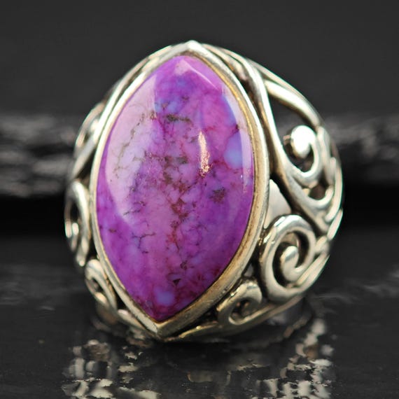 Purple Mojave Statement Ring - Sterling Silver Si… - image 1