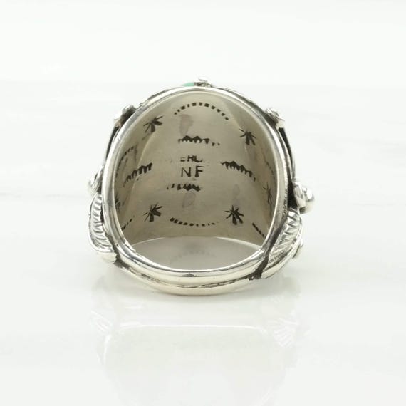 Silver Ring: Native American Turquoise Leaf (Size… - image 5