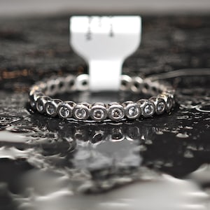 Vintage Pandora Sterling Silver Ring, Eternity Band, CZ Stackable Size 9 1/4