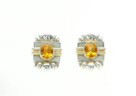 Vintage Citrine Clip On Earrings Rigoberto Sterlin