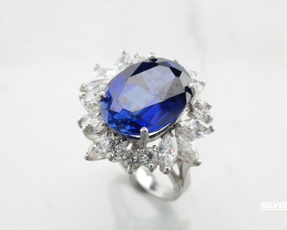 Princess Diana Engagement Ring Sterling Silver Siz
