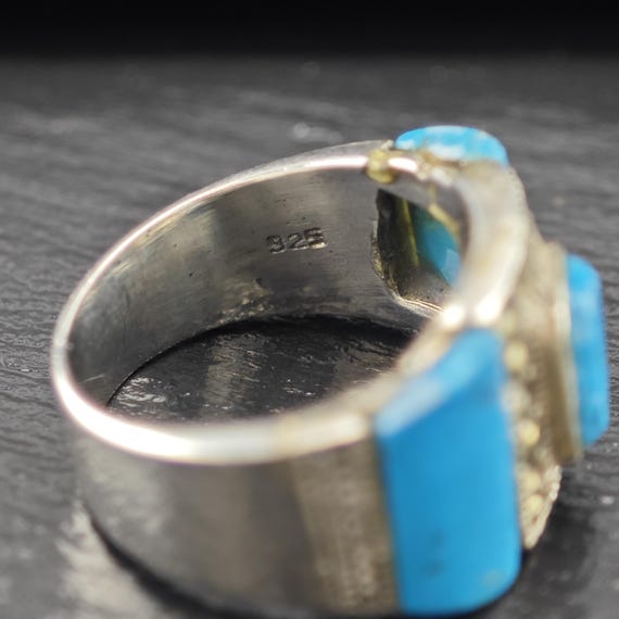 Silver Statement Ring: Blue Stone, Decorative Det… - image 10
