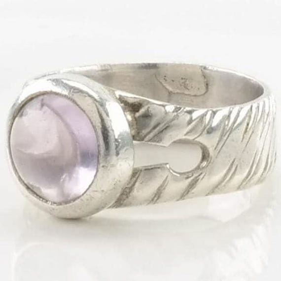 Amethyst Ring - Sterling Silver Solitaire Size 6 … - image 9