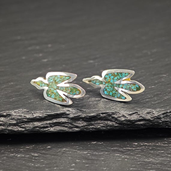 Native American Green Inlay, Turquoise Thunderbir… - image 6