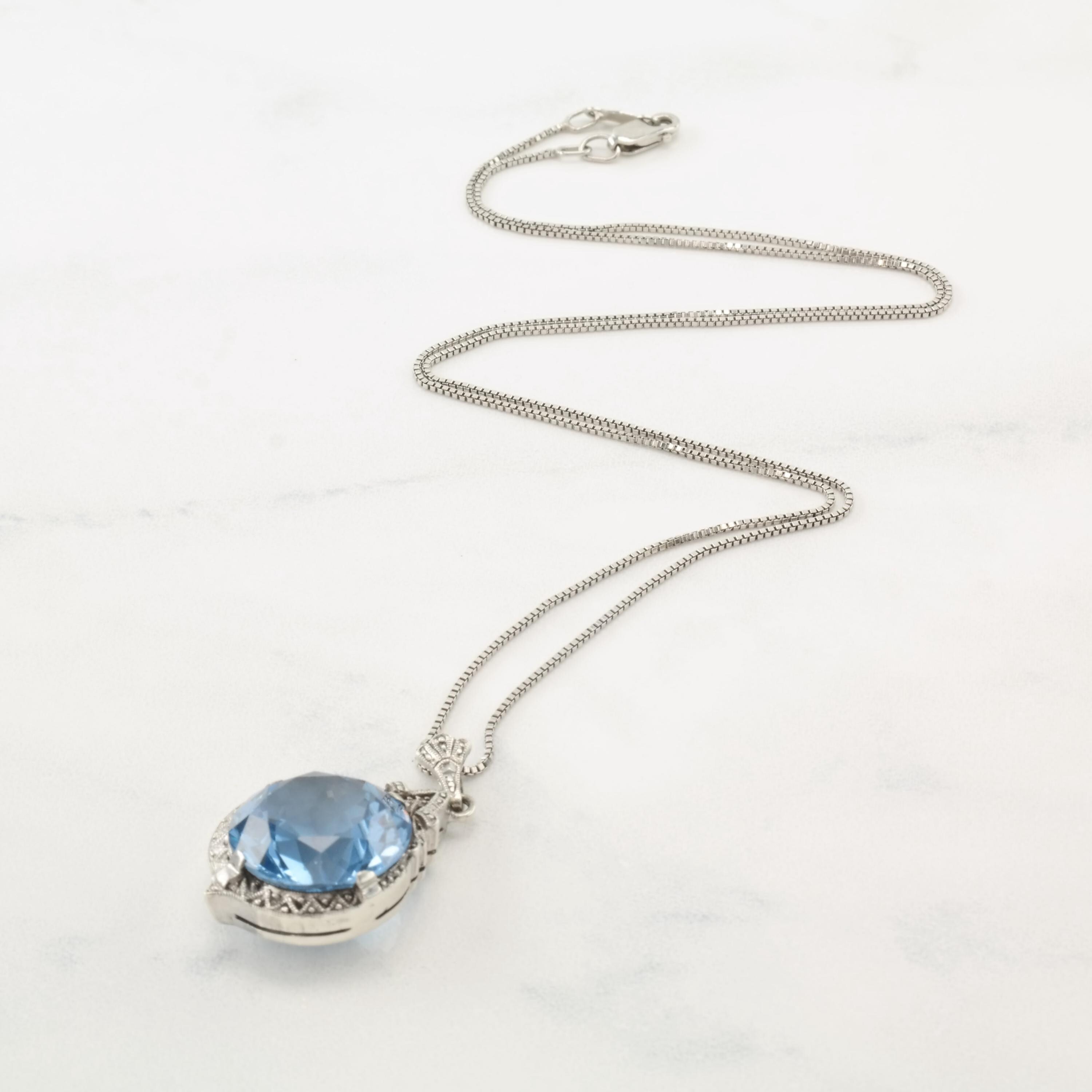 Vintage Art Deco, Topaz Sterling Silver Round Necklace - Etsy