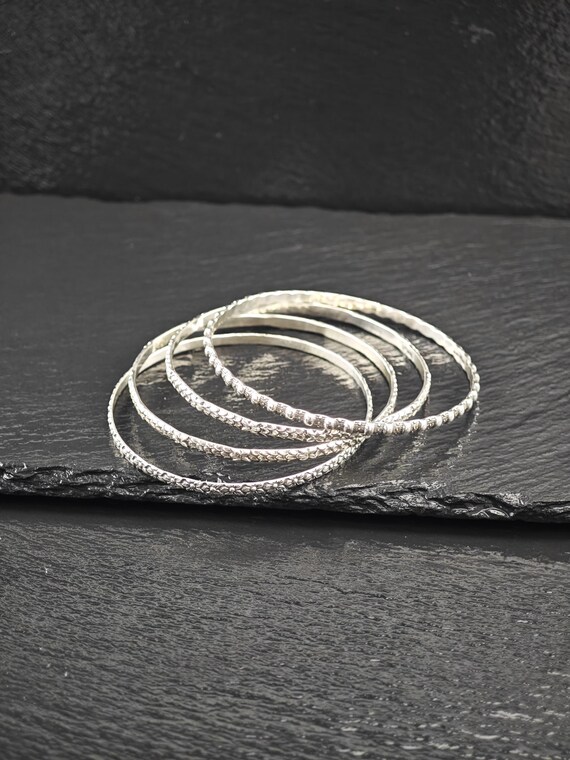 Choice of Stackable Repousse, Bangle Bracelet Ste… - image 9