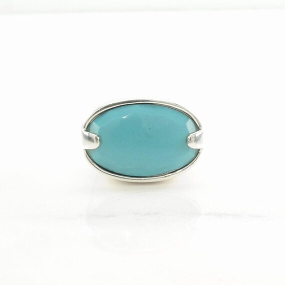 Sterling Silver Ring, Square Created Turquoise Si… - image 6