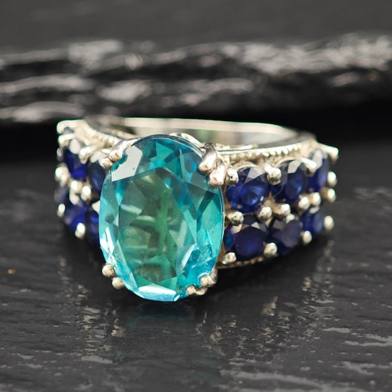 Topaz Doublet Statement Ring Sterling Silver Sz 6 - image 1