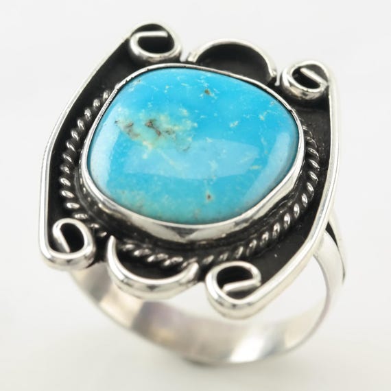 Turquoise Ring: Native American Design, Sterling … - image 3