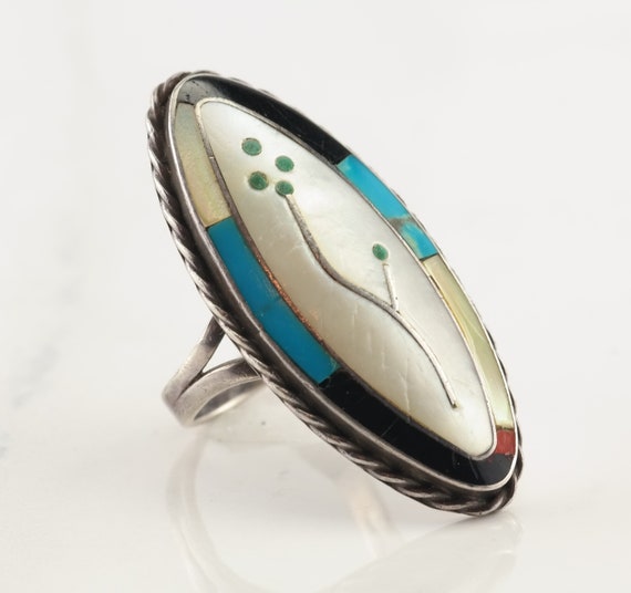 Vintage Native American Silver Ring Turquoise, MO… - image 3