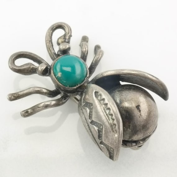 Native American Museum Vintage Navajo Turquoise Coral Sterling Silver Bug Butterfly Ring Native American Museum Vintage Navajo Turquoise Coral Sterling Silver Bug Butterfly Ring