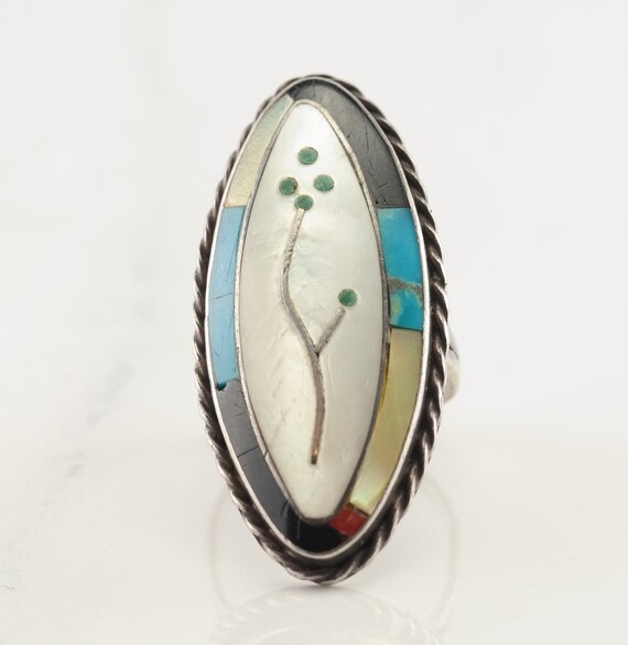 Vintage Native American Silver Ring Turquoise, MO… - image 4