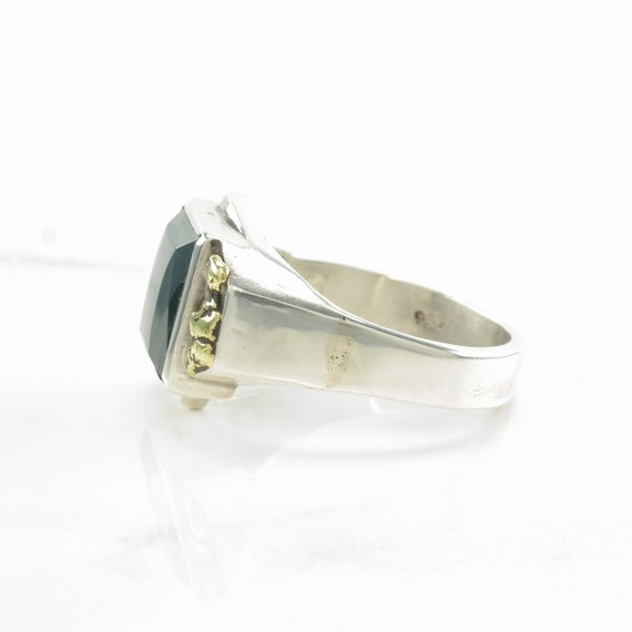 Vintage Sterling Silver Ring Hematite Gold Nugget… - image 6
