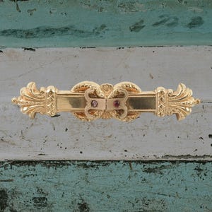 Vintage Art Nouveau Gold Fill Brooch Art Nouveau Pink Paste