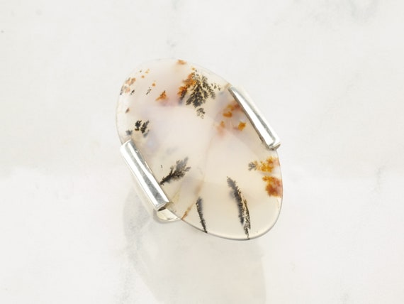 Vintage Sterling Silver Ring Dendritic Agate Size… - image 2