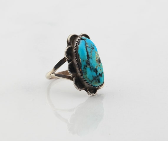 Native American Silver Ring Turquoise Sterling Blue Size 5.5 | Etsy