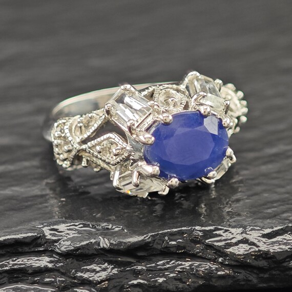Sapphire Statement Ring: Sterling Silver Size 6 - image 5