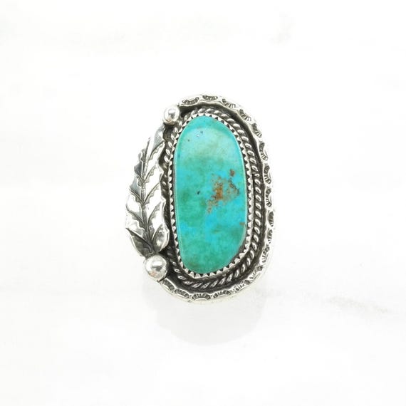 Native American Silver Ring: Large Blue Turquoise… - image 5