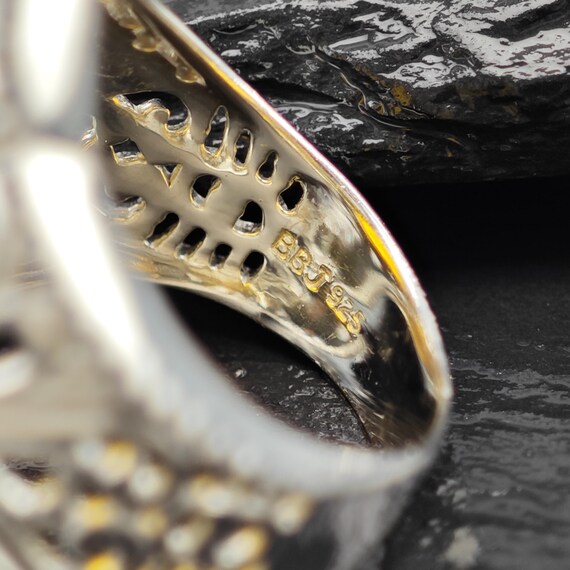 BBJ Amber, Ruby Ring Sterling Silver Filigree Sz … - image 8