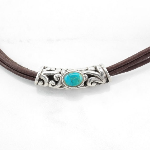 Vintage Sterling Silver Brown, Blue Turquoise 3 S… - image 6
