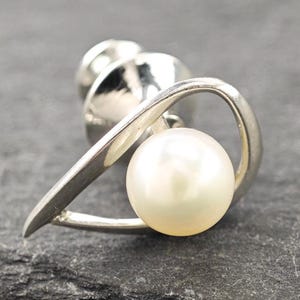 Modernist Pearl Sterling Silver Brooch