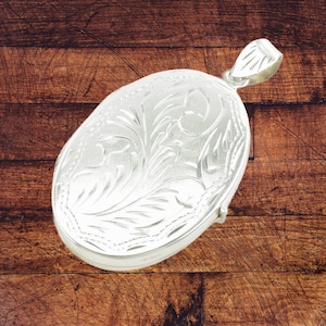 Vintage Engraved Locket Sterling Silver Pendant