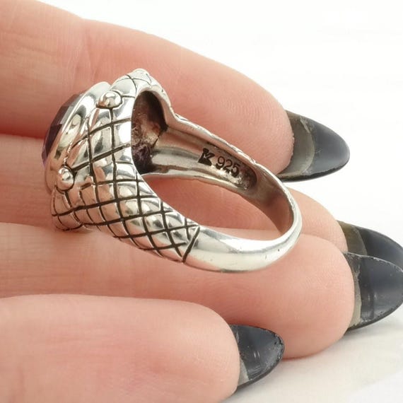 Sterling Silver Ring Created Amethyst Purple Size… - image 8