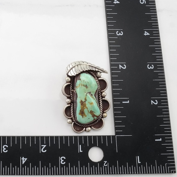 Native American Turquoise Leaf Sterling Silver Pendant View 3