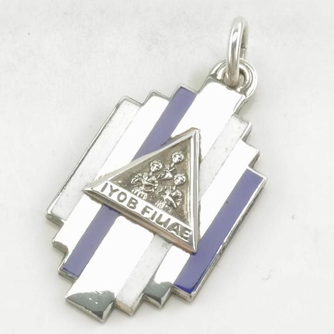 Vintage Art Deco Enamel Iyob Filiae Sterling Silver Pendant UK