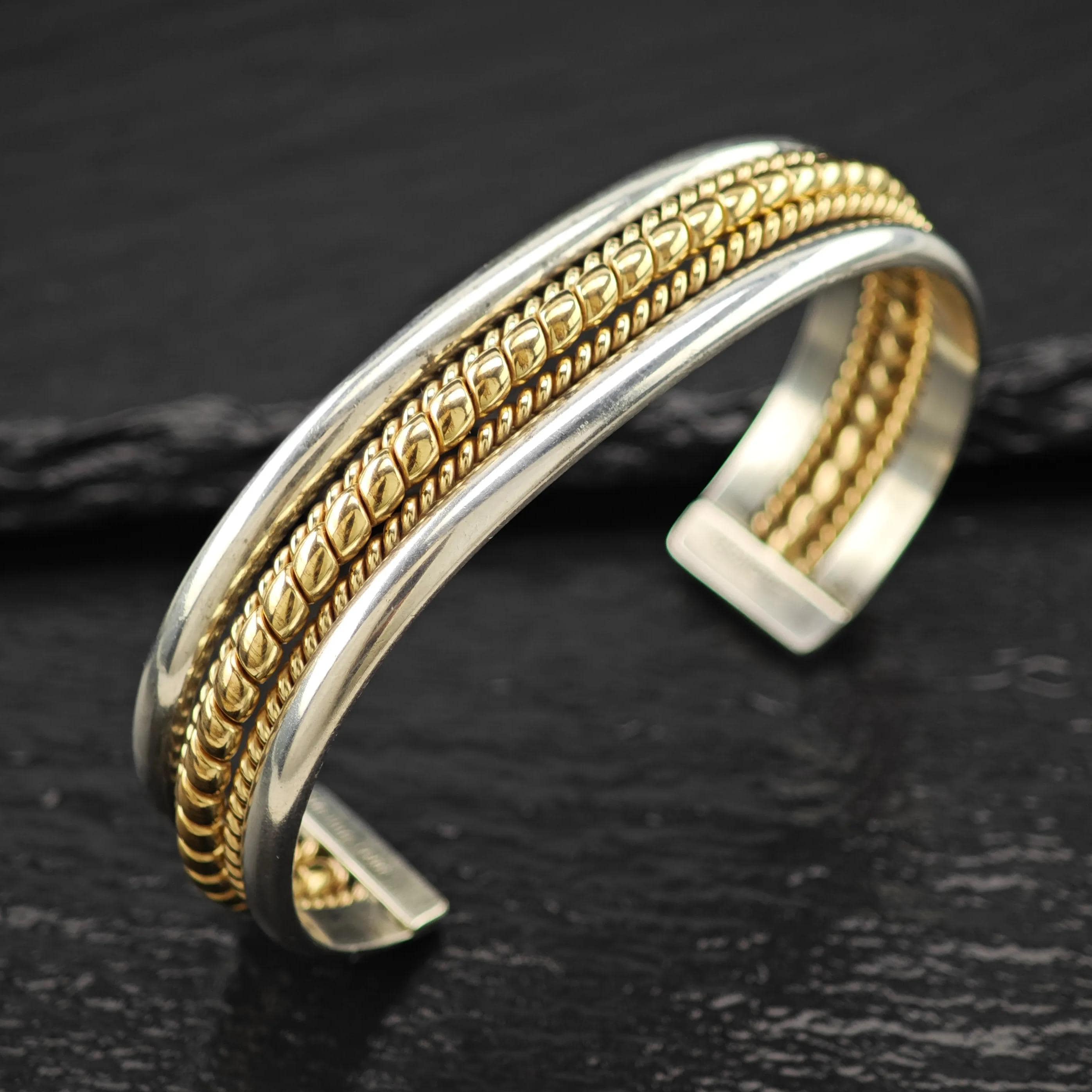 Navajo 12K GF Twisted Wire Cuff Sterling Silver Sz 6
