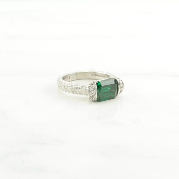 Vintage Tacori Silver Ring Lab Emerald CZ Sterling