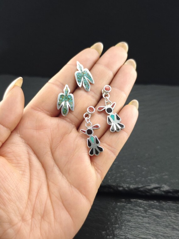 Native American Green Inlay, Turquoise Thunderbir… - image 2