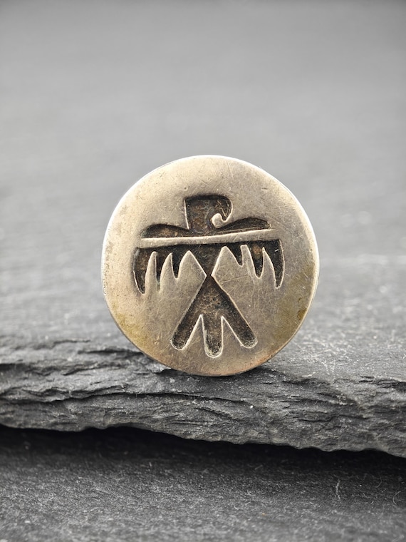Native American Silver Ring Eagle Overlay (Sterli… - image 1