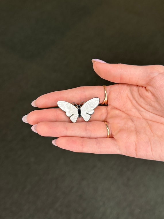 Norway Sterling Silver Brooch Butterfly Enamel - image 2