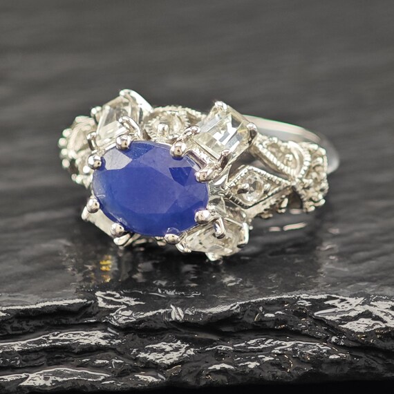 Sapphire Statement Ring: Sterling Silver Size 6 - image 4