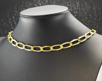 AS IS Sterling Silver Gold Modified Figaro 8mm Link Chain Necklace 24"