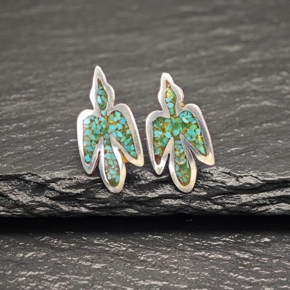 Native American Green Inlay, Turquoise Thunderbir… - image 4