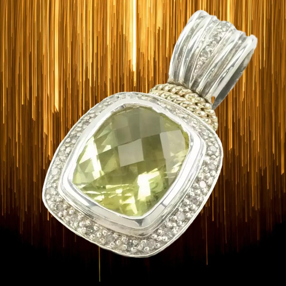 Lefkowitz and Edelstein Prasiolite Pendant, Sterling Silver With