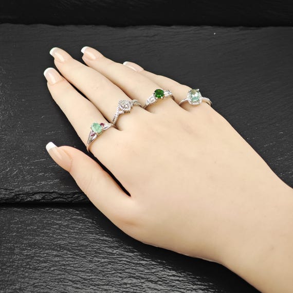 Emerald, Ruby Gemstone Ring Sterling Silver Sz 9 - image 2