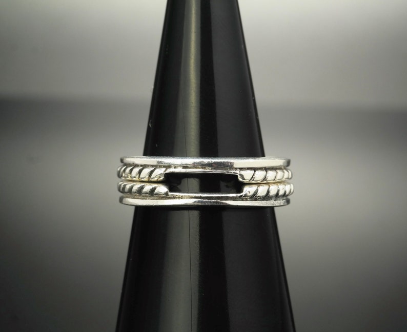 Cut Out Enchancer Sterling Silver Ring Size 7.25 Vintage