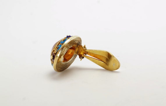 Antique Chinese Export Gold Gilded Moonstone Clip… - image 4