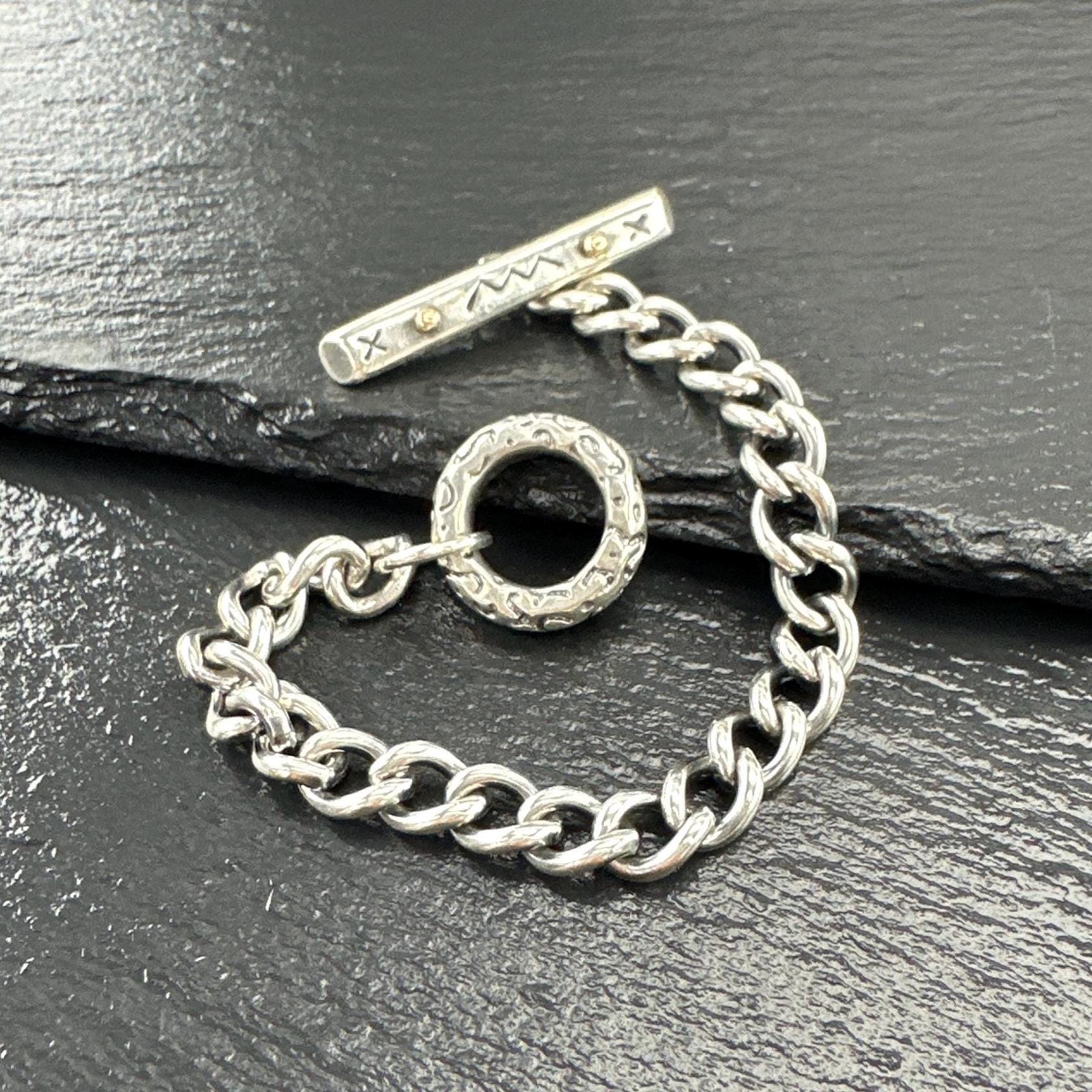 ヴィンテージデザイナースターリングシルバーリンクブレスレットカーブ